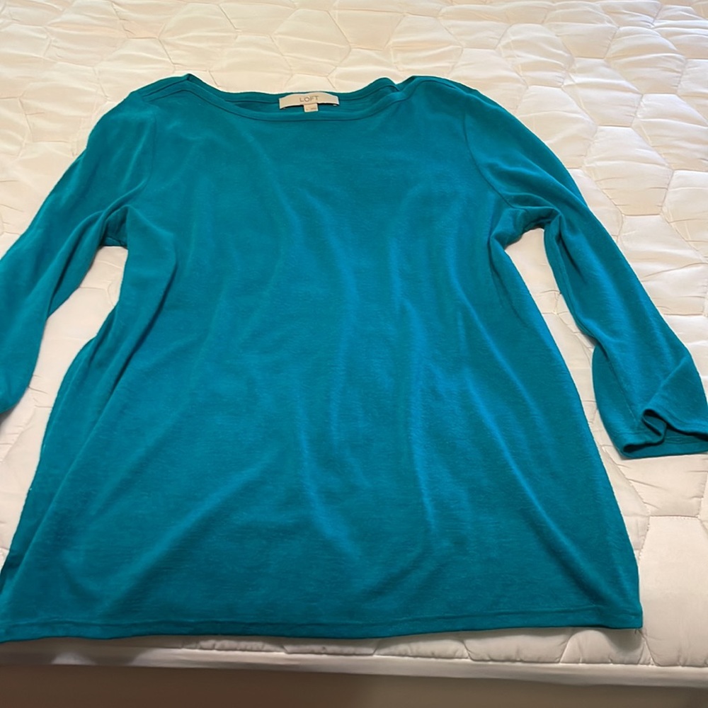 Loft knit teal burnout top